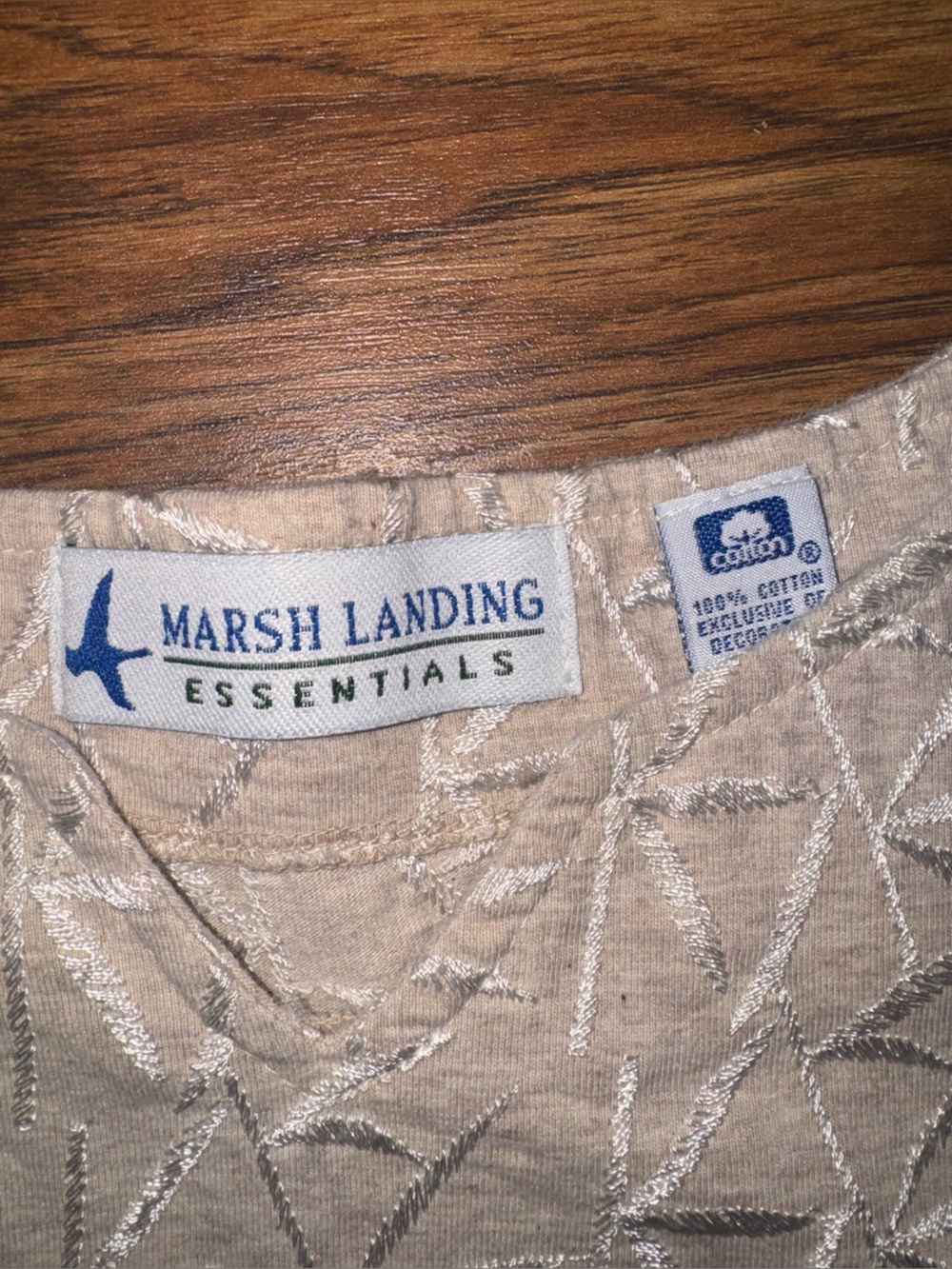Vintage Marsh Landing Essentials Beige Embroidered Top